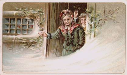 Women wave from doorway