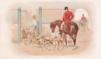 Arbuckle - fox hunt, dogs, man on horse