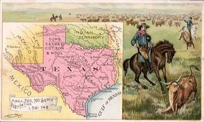 Texas map - Cattle drive