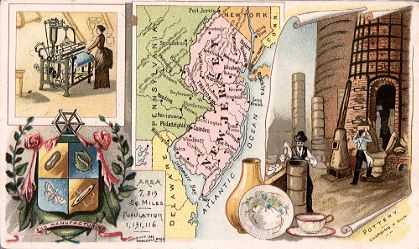 New Jersey map - Silk manufacturing, charging a pottery kiln