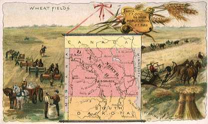 North Dakota map - Wheat fields