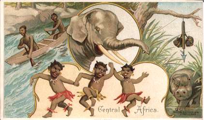 Central Africa - elephant, hippopotamus hunting, shooting rapids, dancing children