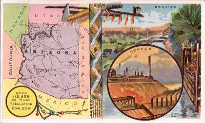 Arizona map - Irrigation, copper mill