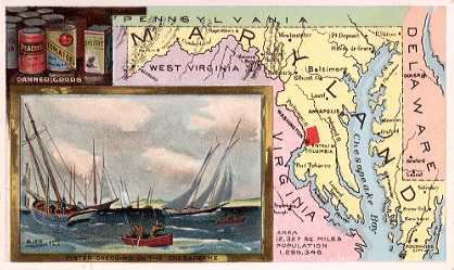 Maryland map - Canned Goods; Oyster Dredging on the Chesapeake