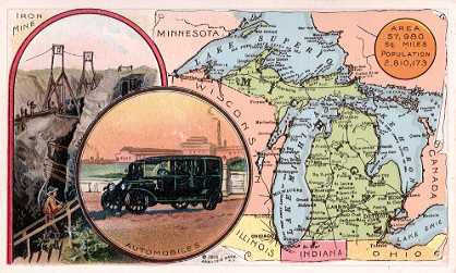 Michigan map - Iron Mine; Automobiles