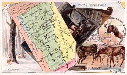 Vermont map - Making Maple Sugar; Live-Stock Raising