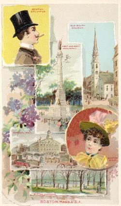 Boston, Massachusetts - Old South Church; Army and Navy Monument; Faneuil Hall; Boston Commons