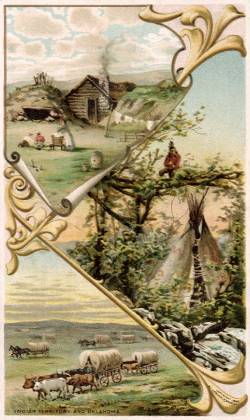 Indian Territory / Oklahoma - Boomer's Home; Indian, Tepee; Rush Across the Border