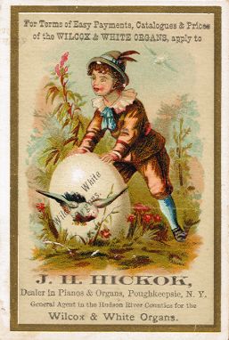 Wilcox & White Organs, J. H. Hickok - trade card
